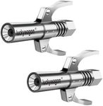 luckywagon Grease Gun Coupler Grease Gun Tips 2-Pack Grease Fittings Rated 10,000 PSI High Pressure Grease Gun Fittings Double Handles Quick Locking Release Grease Gun Kit Leak-Proof Zerk Fittings