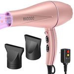 WADODO Ionic Hair Dryer, 2200W Professional Blow Dryer Fast Drying Travel Hair Dryer, AC Motor Constant Temperature Low Noise Ion Hair Dryers Curly Hair Care Hairdryer Blowdryer for Women Men(Pink)