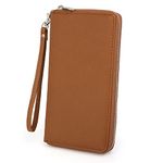 UTO Women Wallet RFID Large Leather Zip Around Card Holder Checkbook Passport Organizer Ladies Travel Clutch with Wristlet CA