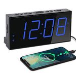 Digital Alarm Clocks for Bedrooms, Kids Alarm Clock with 7" Display, Dual Alarms for Heavy Sleepers, USB Charger, Brightness Volume Adjustable, Big Snooze, Loud Alarm Clock for Boy Girl Senior Teen