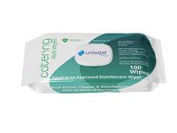 Uniwipe Catering Midi-Wipes, Food Area Approved Antibacterial Sanitising Wipes, Kills 99.999% of Germs, 100 Count 22 x 20cm Green Zone