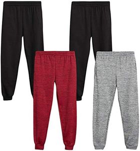 Quad Seven Boys’ Sweatpants – 4 Pack Active Fleece Cargo and Basic Jogger Pants (Size: 8-18), Size 16-18, Marled Black/Red/Charcoal