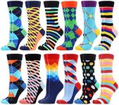 WeciBor Women's Colorful Striped Argyle Dress Combed Cotton Crew Socks 12 Packs