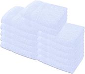 A & B TRADERS Premium Cotton Face Cloths Flannels Washcloth 12-Pack 500 GSM Ring Spun Soft Absorbent 30 x 30cm Towels (White)