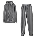 Womens Two Piece Outfits Sweatsuit Set Casual Jogging Track Suits, Teen Girls Full Zip Hoodies Jacket and Sweatpants Dark Gray,Large