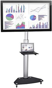 Mount-It! Mobile TV Cart, Height Adjustable Rolling Flatscreen Stand with Component Shelf and Rolling Casters, Fits Screen Sizes 37 to 70 inches and VESA 200x200 to 600x400, 110lb Capacity (MI-1875)