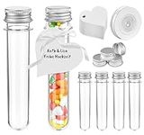 Mocraft 15Pcs Test Tubes 45ml Plastic Test Tubes with Screw CapTransparent Tubes with 20 Pcs White Kraft Paper for Sweets Candy Lab,DIY Craft, Wedding,Halloween,Christmas