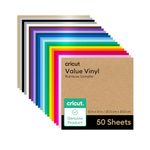 Cricut Value Permanent Vinyl - 50ft Rainbow Sampler, 12in x 12in Sheets (50 Count)