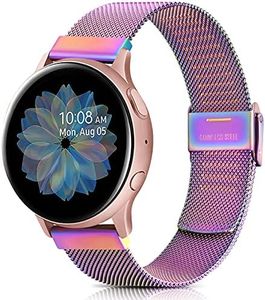 Meliya Metal Bands for Samsung Galaxy Watch 4 Band 44mm 40mm, Galaxy Watch 4 Classic 46mm 42mm, Galaxy Watch Active 2 Band, 20mm Stainless Steel Strap Replacement Wristbands for Samsung Galaxy Watch 4 / Active 2 Women Men (Colorful)