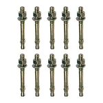 M8 x 100mm Through Bolt Wall Anchor Bolts - 10 Pack