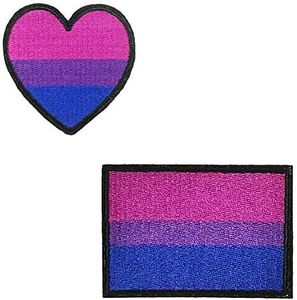 2 pcs Set Bisexual Pride Flag Patches Bi Pride Heart Badge Gay Marriage Rights Lesbian LGBT Pride for Clothing Tshirt Transfer