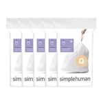 simplehuman Code Q 100 Count, Genuine Custom Fit Liners, Drawstring Trash Bags in Dispenser Packs, 50-65 Liter / 13-17 Gallon, White