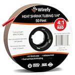 Wirefy 1/4" Heat Shrink Tubing - 4:1 Ratio - Adhesive Lined - Marine Grade Heat Shrink - 50 Feet Roll - Red