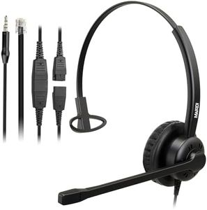 MAIRDI Phone Headset with Noise Canceling Microphone, Call Center Office Headset with RJ9 Jack & 3.5mm Connector for Landline Deskphone Cell Phone PC Laptop, Telephone Headset Work for Polycom