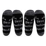 LEVLO Dad Sock Gift Hunting Season Gifts Best Bucking Dad/ Grandpa Socks for Husband Father Papa Socks Deer Gift (2 Pairs/Set - Mid Calf - Grandpa)