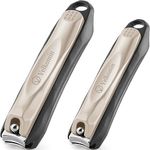 Fingernail Clippers with Catcher, Ultra Sharp & Durable Nail Cutter Trimmer Clipper for Men Women Senior, 18-month Replacement Warranty (2-Pack)