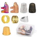 Adjustable Metal Thimble Set - 8 Hand Sewing Finger Protectors with Plastic Storage Box, Sewing Leather Thimble, Perfect DIY Sewing Tool Accessory