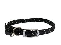 Cat / Kitten Reflective Softweave Collar with Safety Elastic & Bell with Safety Release (Black)