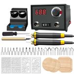 FIRElood Pyrography Wood Burning Kit Wood Burner Tool Dual Pen 60W Upgraded Adjustable Pyrography Machine