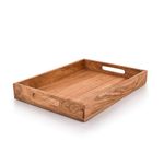 Kaizen Casa |Wooden Rectangular Serving Tray, Wood Plate, Tea/Drink Platter, Dinner Serving Tray, Snack Tray |Size_36 cm x 23 cm x 3.7 cm