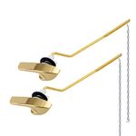 2Pack Universal Side Mount Toilet Handle Replacement Kit Compatible with Kohler K-GP30324-CP/Glacier Bay Toilet with Flapper Chains, Metal Toilet Flusher Lever, Shiny Gold