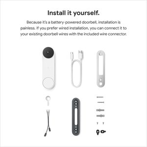 Google Nest Doorbell Battery – Wireless Video Doorbell, Snow White