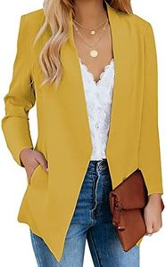 luvamia Women's Casual Long Sleeve Lapel Button Slim Work Office Blazer Jacket Women Yellow Blazer Calendula Yellow Size Large Size 12 Size 14