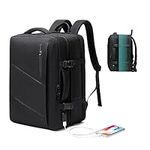 Travel Laptop Backpack, Extra Large 40L Expandable Carry On Backpack for Women Men with USB Charging Port, Water Resistant Luggage Computer Backpacks Bag Fits 17.3 Inch Laptop and Notebook, Black