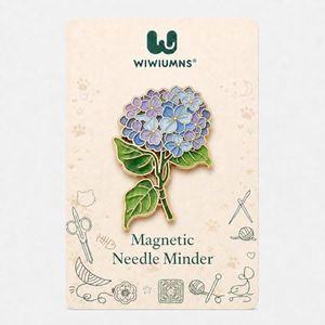 Magnetic Needle Minder for Cross Stitch, Enamel Floral Needle Holder Magnet for Embroidery, Sewing & Quilting, Blue Purple Stitching Accessory Gift for Stitchers and Crafters