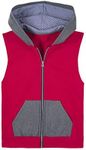 Fruit of the Loom Boys' Fleece Full Zip Sleeveless Vest, TRUE RED/CHARCOAL HEATHER/TIMES SQUARE NAVY STRIPE, Large