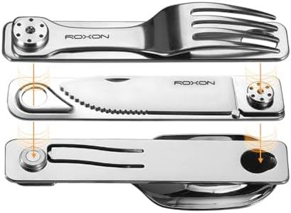 ROXON 3-in-1 Knife Spoons Fork Camping Utensils Set with Case