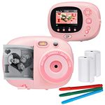 Sunny & Fun Crafty Cam | Best Gift for Boys Girls | Kids Instant Print Camera & Video Camcorder Bundle with 2.4" HD Screen, Selfie Mirror, Filters for Hours of Fun & Crafts- Pink