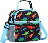 Lunch Bag for Toddler/Kids,VASCHY Insulated Boy Lunch Bag with Double Compartments Large Cooler Lunch Tote Bag School/Daycare/Picnic Black Dinosaur