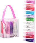 M&U Glitter Lip Gloss Set with Carrying Case, 12Pcs Assorted Flavors Moisturizing Shimmer Glossy Lip Party Favor Make-up for Kids and Teens Ages 5+