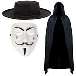 Robelli Vendetta Mask, Hooded Cape, & Hat Fancy Dress Set