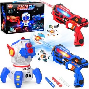 VATOS Wiederaufladbares Laser Tag für 2 mit Projektor & 3 Zielkarten, Infrarot Laser Tag Spielzeug mit LED-Display & Sound, Indoor/Outdoor Familien-Aktivitätsspielzeug Geschenk für Kinder ab 6