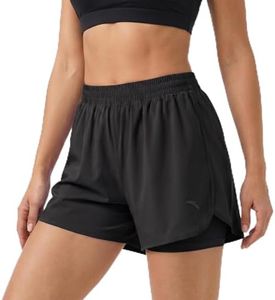 ANTA Women’s Running Shorts Quick Dry Athletic Workout Shorts High Waisted Lightweight Gym Shorts with Zipper Pocket and Liner, Black, S