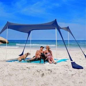 SUN NINJA Pop Up Beach Tent Sun Shelter UPF50+ with Sand Shovel, Ground Pegs and Stability Poles, Outdoor Shade for Camping Trips, Fishing, Backyard Fun or Picnics