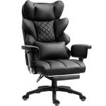 Dowinx Big and Tall Office Chair with Pocket Spring Cushion and Lumbar Support,High Back Computer Gaming Chair with Adiustable Ammrests,Executive Desk Chair with Footrest(Pu-Black)