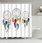 Mantto Dream Catcher Shower Curtain Waterproof, Colorful Ethnic Dreamcatchers Native American Tribal Design Elements Print, Fabric Bathroom Shower Curtain Set 72"×72" (Dreamcatcher)