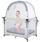 L RUNNZER Pack N Play Tent, Baby Pop Up Crib Tent to Keep Baby in, Crib Net for Pack and Plays, Mini Cribs & Play Yards to Stop Baby from Climbing Out, Pop Up Design & Breathable Mesh Crib Canopy