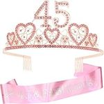 45th Birthday Pink Tiara for women, 45th Birthday Sash and Crown, 45th Sash Birthday women, Birthday Gifts for 45 year