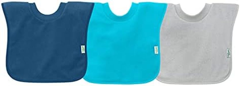 green sprouts Stay-dry Toddler Bib (3pk) | Convenient stay-put protection | Wide coverage & waterproof, Pull-over design, Bibs, One Size, Blue Set (Navy, Blue, Grey)