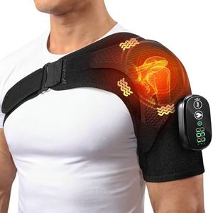 YUANBO Cordless Heated Shoulder Massager, FSA Eligible HSA Approved Portable Shoulder Heating Pad with 3 Heat & Vibration Heated Shoulder Wrap Brace for Men Women