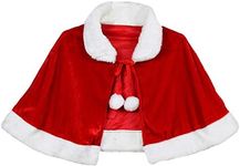 Gamusi Christmas Velvet Shawl Cloak Cape Mrs Santa Claus Cape Robe Halloween Costume Red for Adults Kids (Adult)