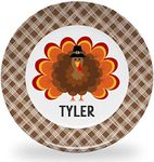 Tiny Expressions - Personalized Holiday Plates for Kids with Customized Name | BPA Free | Dishwasher Safe | Made in the USA (Thanksgiving Plate)