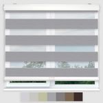 FOIRESOFT Standard Cordless Blackout Zebra Roller Shades and Blinds for Windows [Bonita, Grey, W 33 x H 64 inch] Dual Layer Sheer Room Darkening Day and Night, 20 to 84 inch Height