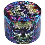 LIHAO 2 inch Grinder 4 Layer Zinc Alloy Spice Grinder - Blue Eyes Skull Design for Halloween Decor