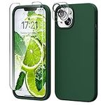 TOCOL 5 in 1 for iPhone 14 Case, with 2 Pack Tempered Screen Protector + 2 Pack Camera Lens Protector, Liquid Silicone Slim Shockproof Cover [Anti-Scratch] [Drop Protection] 6.1 Inch, Alpine Green