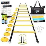 Invincible Fitness Agility Ladder Full Training Equipment Set, Improves Coordination, Speed, Power and Strength, Includes 10 Cones 4 Hooks and 3 Loop Resistance Bands for Outdoor Workout